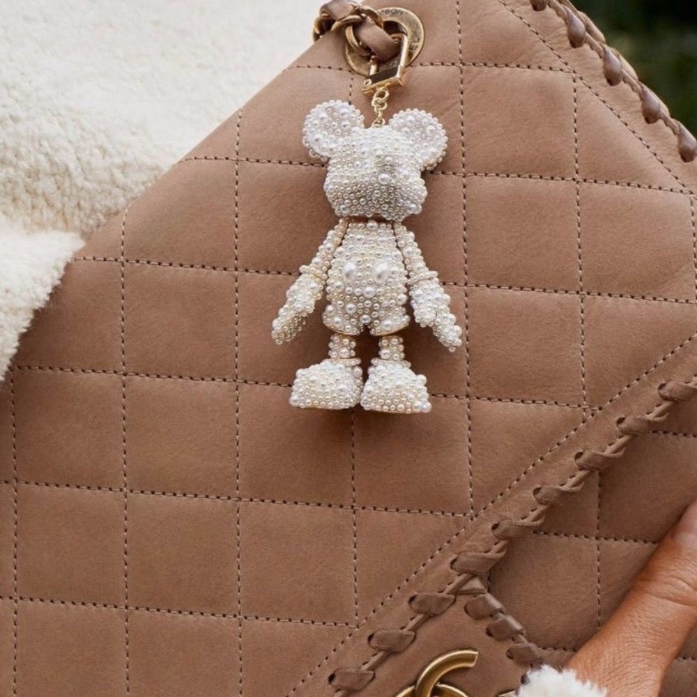 NWT BaubleBar x Disney Pearl Studded Mickey Charm/Keychain